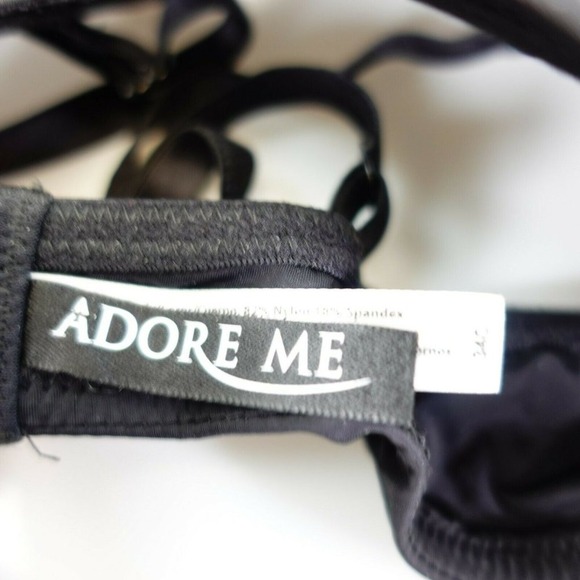 ADORE ME Black Nude Balconette Bra 34C MEDIUM Padded Push Up Lace Shell Sexy NEW - Picture 2 of 11